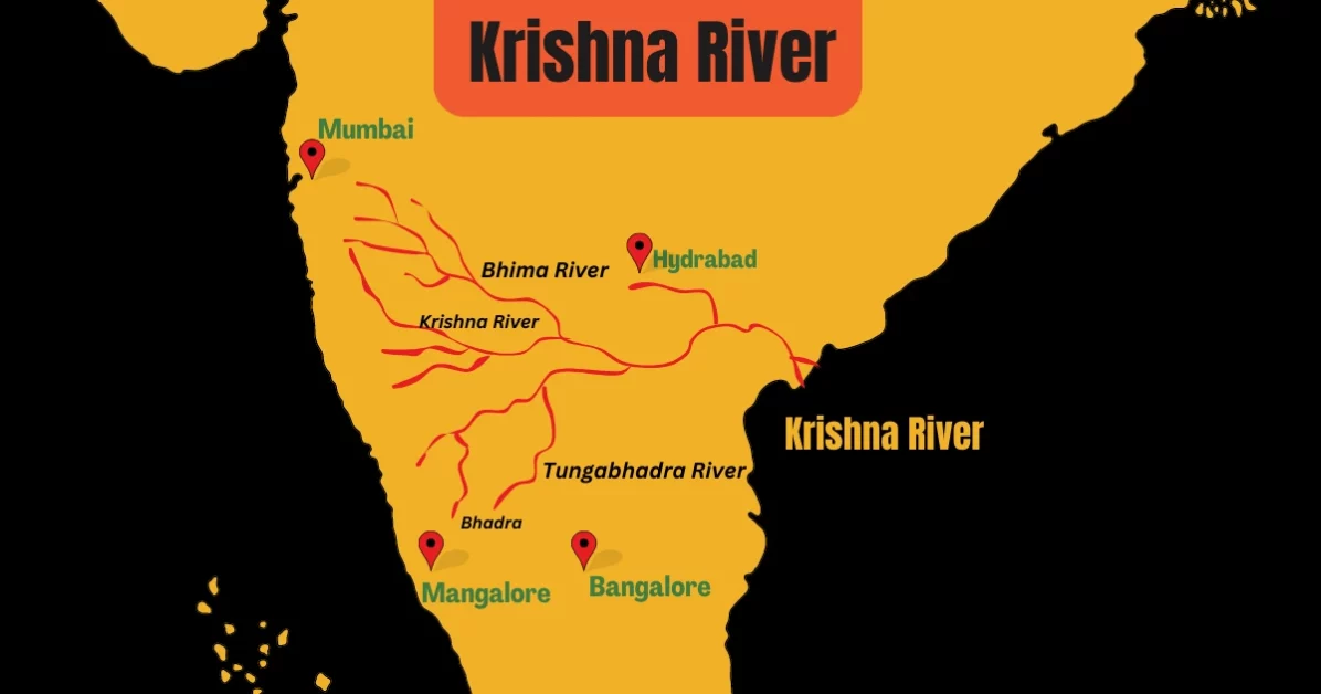 Krishna River Map in India