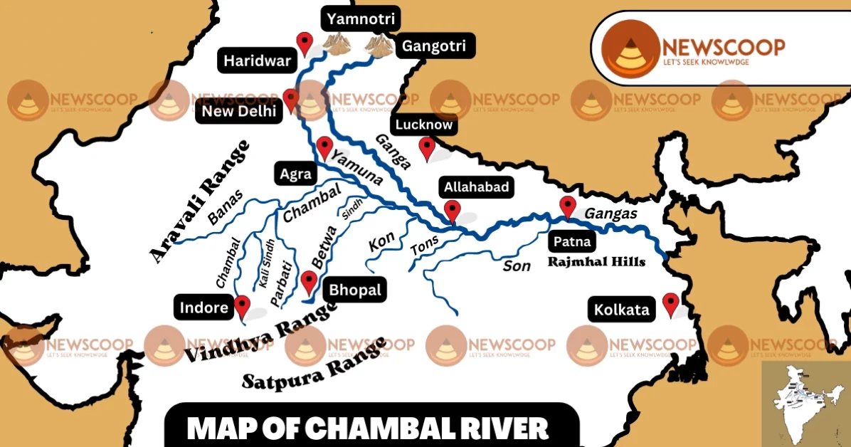Chambal River Map with Tributaries UPSC